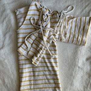 Striped Tie-Sleeve Sweatshirt Top